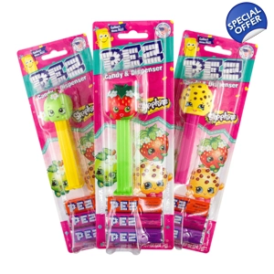 PEZ Shopkins Sweets Dispenser with 3 Fruit Candy Refill Packs - 24.7g