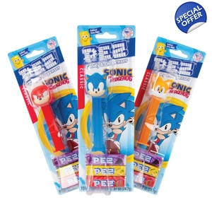 PEZ Sonic the Hedgehog Sweets Dispenser + 3 Candy Packs - Blister Pack