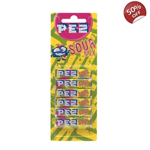 Pez Sour Mix Fruit Refills 6 Pack - Fruity Candy Refill Sweets 51g