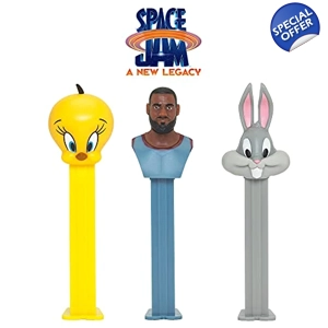 PEZ Space Jam Sweets Dispenser and 3 Candy Packs 24.7g Blister Pack