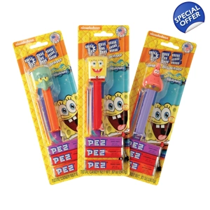 PEZ SpongeBob SquarePants Sweets Dispenser Plus 3 Candy Packs - 24.7g