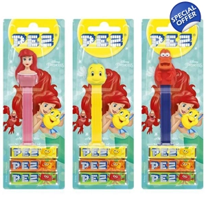 PEZ The Little Mermaid Sweets Dispenser + 3 Candy Packs - Blister Pack
