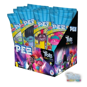 PEZ Trolls Sweets Dispenser Plus 2 Fruit Candy Refill Packs - 16.4g