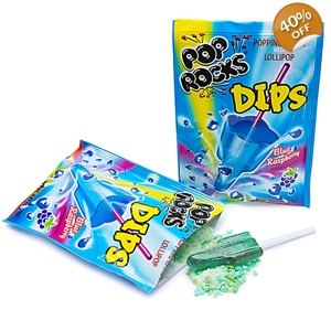 Pop Rocks Dips - Sour Blue Raspberry Popping Candy & Lollipop - 18g