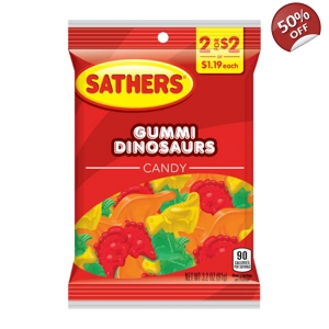 Sathers Gummi Dinosaurs - Gummy Candy Sweets - 91g Packet