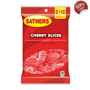 Sathers Cherry Slices - Jelly Candy Sweets - 142g Packet