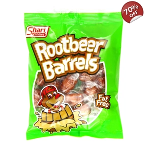 Shari Candies Rootbeer Barrels - Hard Boiled Root Beer Sweets 128g Bag