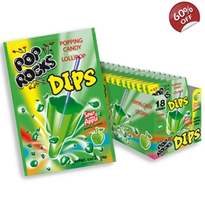 Pop Rocks Dips - Sour Apple Popping Candy & Lollipop - 18g