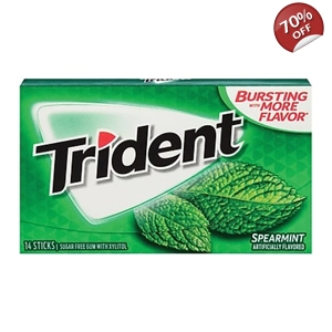 Trident Gum Spearmint - Sugar Free Mint Chewing-Gum 14 Sticks Pack