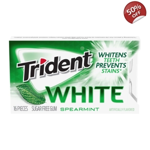 Trident White Sugar Free Chewing Gum Spearmint 16-Piece Blister Pack