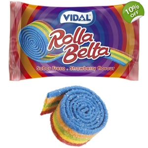 Vidal Rolla Belta Rainbow Belts - Multicolour Strawberry Flavour Roll