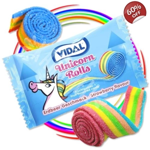 Vidal Unicorn Rolls - Multicolour Strawberry flavour Rainbow Belts