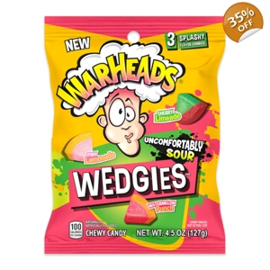 Warheads Wedgies -  127g Bag - Fruity Chewy Candy Sweets 4.5oz