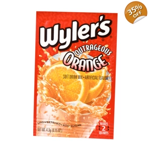 Wyler's 2QT Outrageous Orange Unsweetened Soft Drink Mix Sachet 4.3g