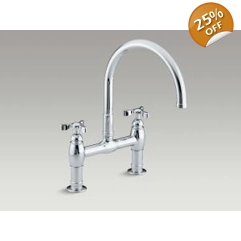 Kohler Parq Bridge Tri Handle Tap Chrome