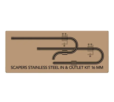Scapers Stainless Steel Inlet Outlet Kit 16mm