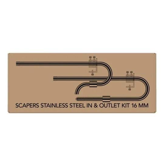 Scapers Stainless Steel Inlet Outlet Kit 16mm