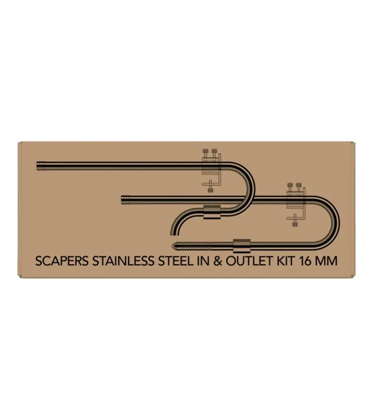 Scapers Stainless Steel Inlet Outlet Kit 16mm