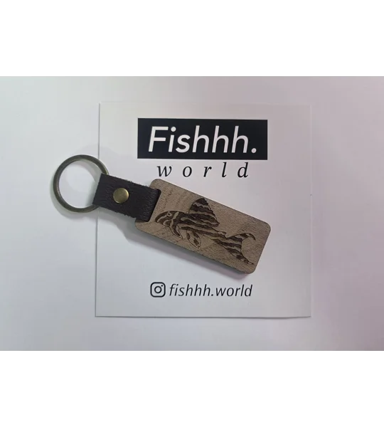 Zebra pleco wooden keyring