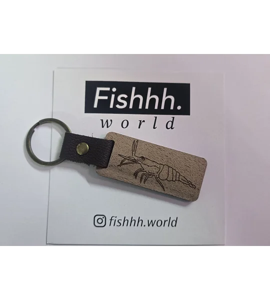 Shrimp wooden keyring
