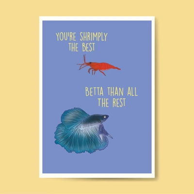Betta and shrimp greetings card Betta and shrimp greetings card