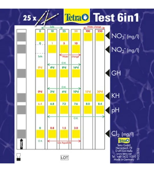 TETRA TEST 6 IN 1 TEST STRIP (25 STRIPS)