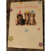 'HAPPY BIRTHDAY' CARD THREE KITTE..