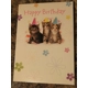 'HAPPY BIRTHDAY' CARD THREE KITTENS IN PARTY HATS
