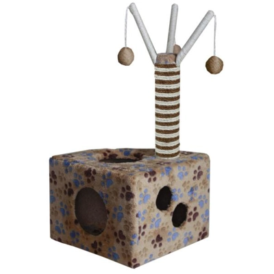 CORNER CAT CUBBY HOLE AND SCRATCHING POST WITH BALL 'DIESEL'