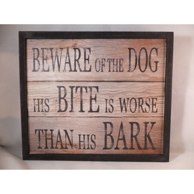BEWARE OF THE DOG RUSTIC LOOKING WOODEN SIGN * INDOOR WALL ART
