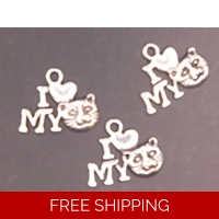 I Love My Cat Pendant / Charm x 3