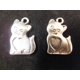 TIBETAN SILVER HEART KITTEN CHARM x 2