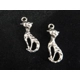 Cute Cat Charm Silver or Bronze colour x 2