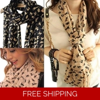 Cat Design Silk Scarf