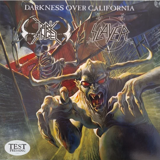 Slayer / Dark Angel 1984 demo recordings LP Test Pressing white label Darkness Over California
