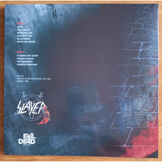 Slayer live 1985 Milwaukee USA LP Bi color Red/Black vinyl Combat Tour