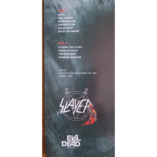 Slayer live 1985 Milwaukee USA LP Bi color Red/Black vinyl Combat Tour