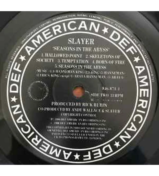 Slayer Seasons In The Abyss LP Album