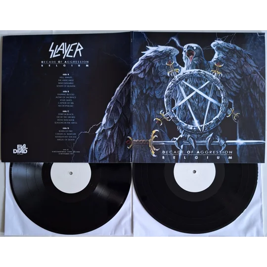 Slayer live 1991 Brussel 2LP Test Pressing white label gatefold Decade Of Aggression Belgium