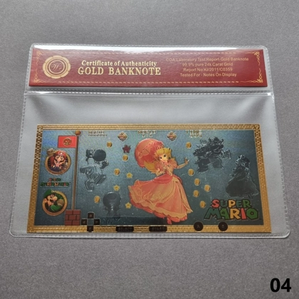 Colourised SUPER MARIO 24k gold plated banknote with COA (04)