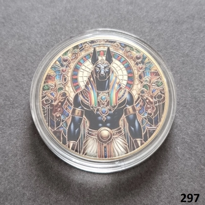 ANUBIS ancient Egyptian God of the dead gold plated coin (297)