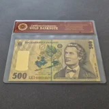 Colourised ROMANIA 500 Lei 24k gold pl..