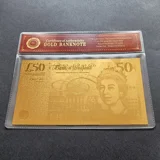 50 GBP 24k gold plated banknote with C..