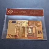 Colourised 50 EUR 24k gold plated bank..