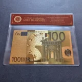 Colourised 100 EUR 24k gold plated ban..
