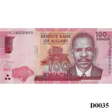 MALAWI 100 Kwacha 2020 UNC (D0035)