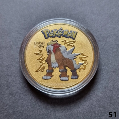 POKEMON - Entei gold plated coin (051)