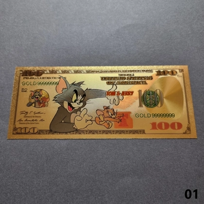 Colourised TOM & JERRY 24k gold plated banknote (01)