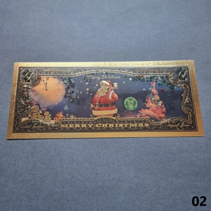 Colourised SANTA CLAUS Merry Christmas 24k gold plated banknote (02)