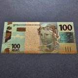 Colourised BRAZIL 100 Reais 24k gold p..